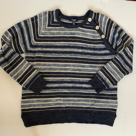 Ralph Lauren Sweaters - Chaps Ralph Lauren Sweater 100% cotton blue striped button neck top XL Petite